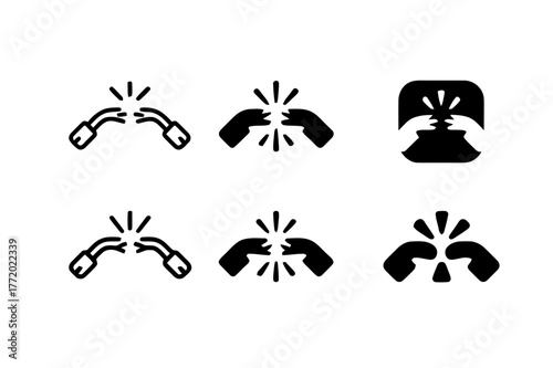 Severed Cable Logos. broken communication lines. Set Logo of broken communication lines: Severed telephone cable. Icon set. harmonious logo variations of the