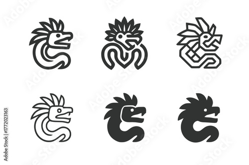 Mythical Deity Icons. Ancient gods and goddesses in a mystical landscape. Set Logo of Ancient gods and goddesses in a mystical landscape: