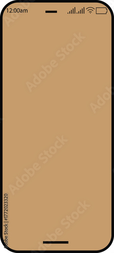 A minimalist illustration of a modern smartphone with a blank tan screen and subtle top status bar icons.