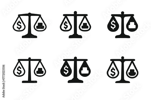 Finance Logo Variations. personal finance planning. Set Logo of personal finance planning: Debt payoff scale. Icon set. harmonious logo variations of the same