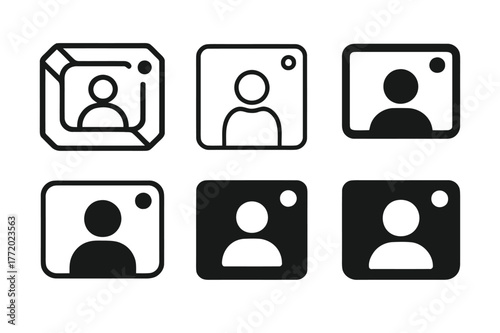 Interactive Lesson Logos. interactive lessons. Set Logo of interactive lessons: Video call classroom grid. Icon set. harmonious logo variations of the same