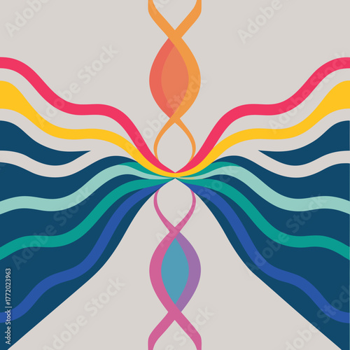 Abstract digital aura with colorful waves symbolizing energy flow  