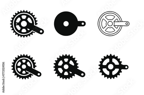 Cycling Metrics Logos. Cycling metrics. Set Logo of Cycling metrics: bike crank with cadence ring. harmonious logo variations of the same emblematic concept,