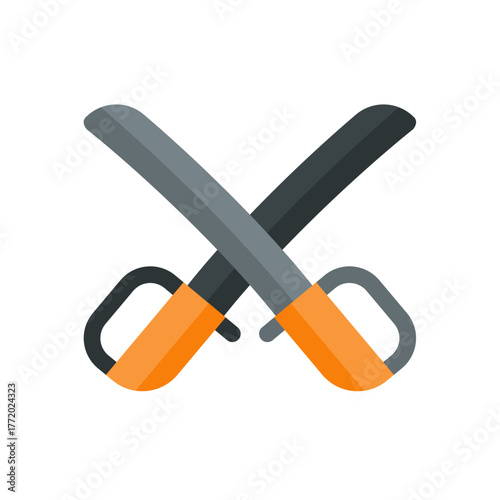 crossed sabers flat icon illustration