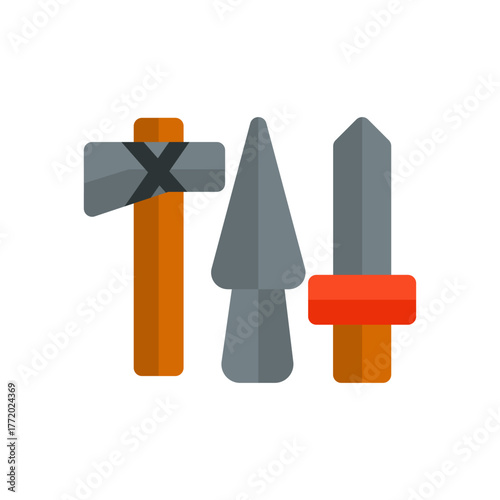 historical ages weapons flat icon illustration