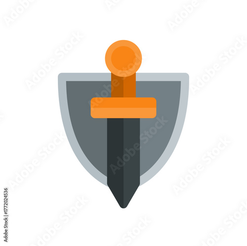 sword & shield flat icon illustration