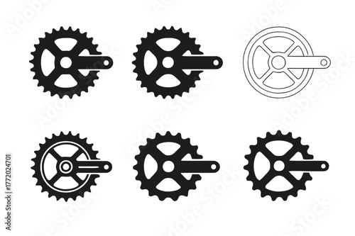 Cycling Metrics Logos. Cycling metrics. Set Logo of Cycling metrics: bike crank with cadence ring. harmonious logo variations of the same emblematic concept,