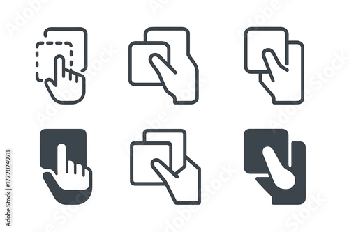 Interactive Lesson Logos. interactive lessons. Set Logo of interactive lessons: Drag-and-drop flashcards. Icon set. harmonious logo variations of the same