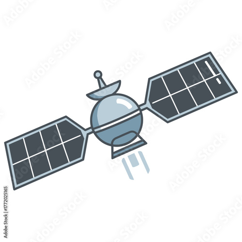 black and white silhouette of a vector satellite icon on a white background