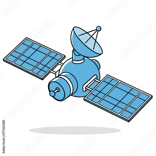 black and white silhouette of a vector satellite icon on a white background