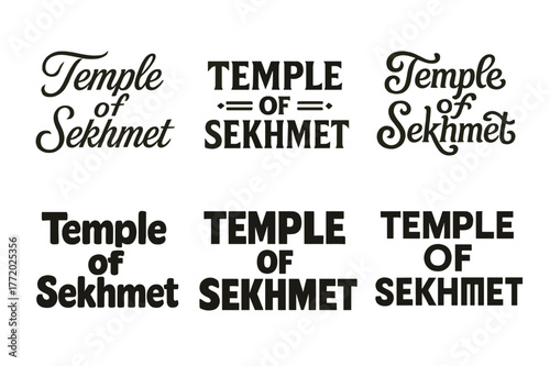 Temple of Sekhmet Lettering. Temple of Sekhmet. Set lettering. harmonious lettering variations of the same emblematic concept, each with different artistic