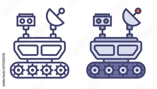 Mars rover for planetary exploration icon. Flat illustration.