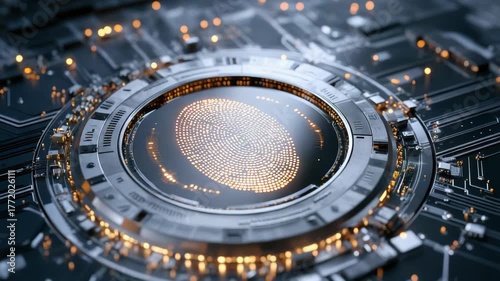 Digital Fingerprint Technology Intricate Circuitry and Glowing Patterns Enhance Security Innovation