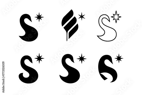 Deneb Logo Variations. Trivia game. Set Logo of Trivia game: question mark in speech bubble. harmonious logo variations of the same emblematic concept, each