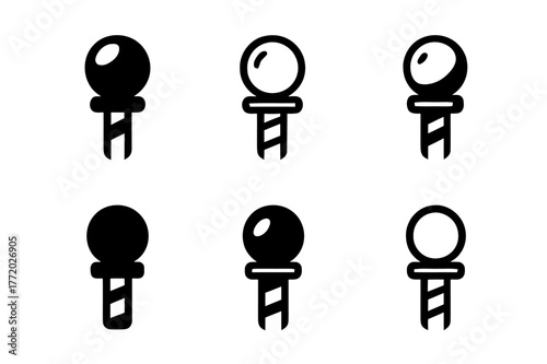 South Pole Logo Variations. Pole. Set Logo of Pole: South Pole marker sphere. Icon set. harmonious logo variations of the same emblematic concept, each with