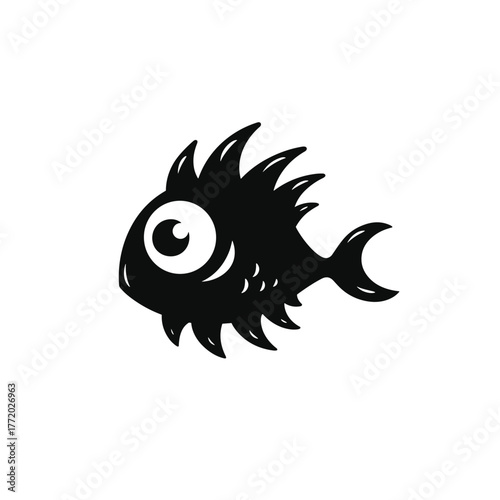 Monster Fish Vector Clipart, Icon