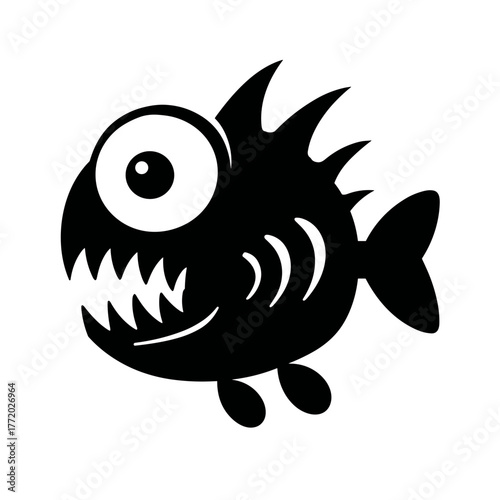 Monster Fish Vector Clipart, Icon