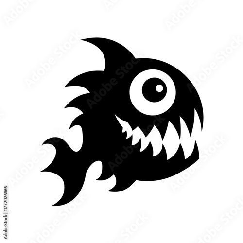 Monster Fish Vector Clipart, Icon