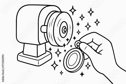 Sparkling Pendant Illustration. Polishing and finishing children?s coloring book illustration, outlined drawing, a gentle polishing wheel making tiny sparkle