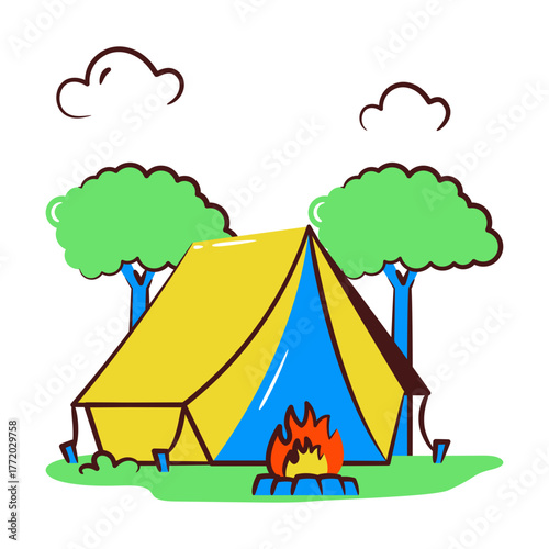 A doodle design icon of camp