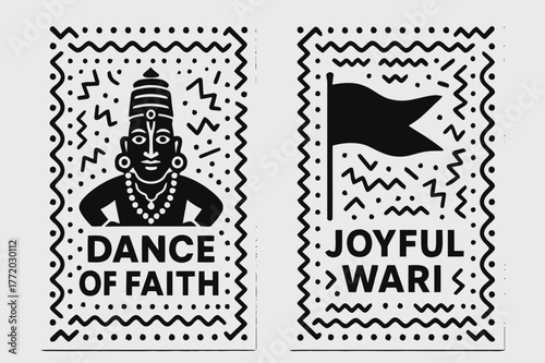 Memphis Pilgrim Joy. Memphis Pilgrim Joy. Two vertical A6 banners with safe margins, centered composition, no elements touching edges, memphis, black and