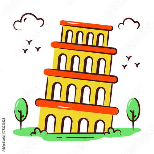 Modern design icon of Pisa tower