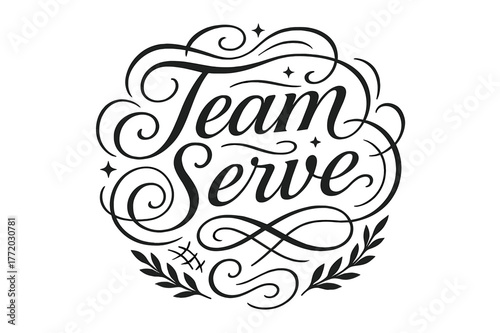 Flourish Lettering Elegance. . Team Serve ? Flourish Lettering: elegant classic ornamental style with medium-thick strokes; long swashes and curls forming