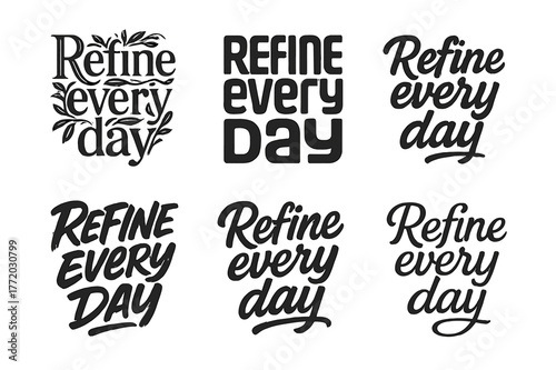 Harmonious Lettering Concepts. Refine every day. Set lettering. harmonious lettering variations of the same emblematic concept, each with different artistic