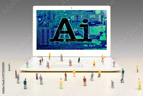 People using AI concept of human interaction with artificial intelligence