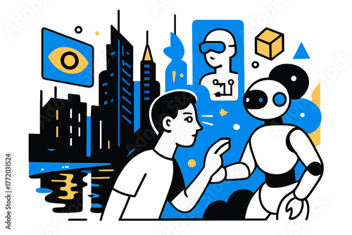 Neon Cyberpunk Cityscape. cyberpunk city. Neon lights reflecting off wet pavement, futuristic skyscrapers towering above, a sense of high-tech mystery.