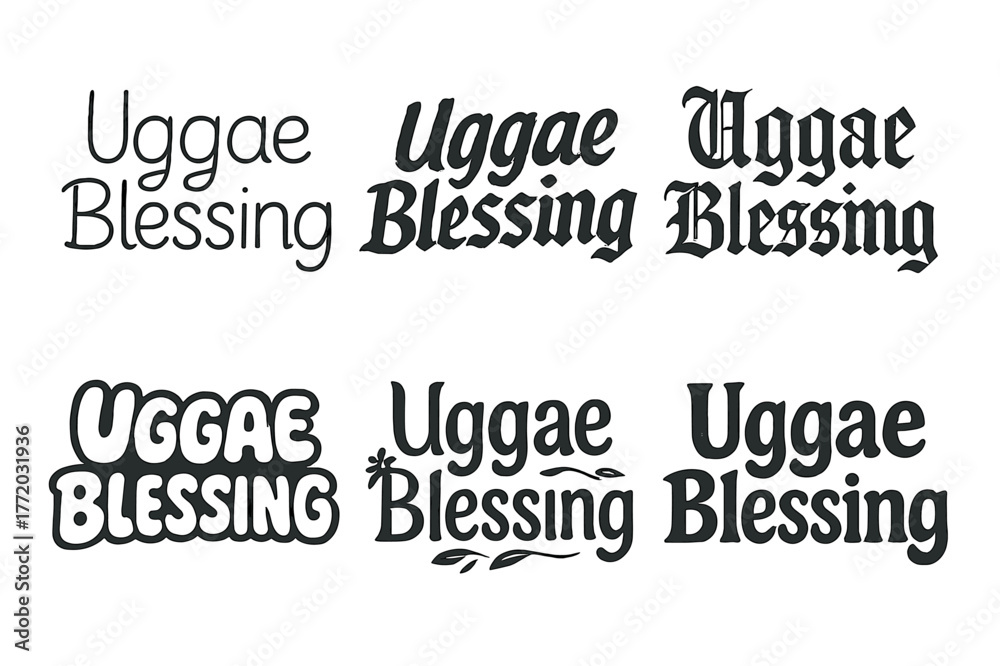 Obraz premium Creative Lettering Variations. Insurance risk. Set Logo of Insurance risk: umbrella over asset gap. harmonious logo variations of the same emblematic concept,