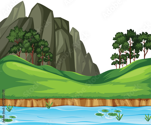 landscape with trees and mountains