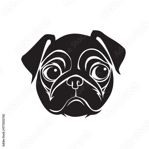 Funny Dog Pug Face Vector Clipart, Icon