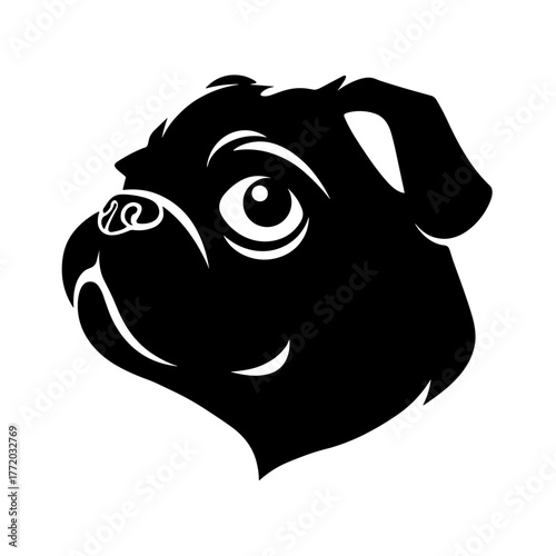 Funny Dog Pug Face Vector Clipart, Icon