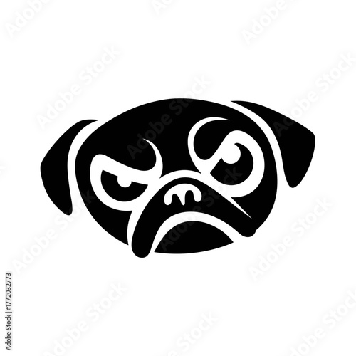Funny Dog Pug Face Vector Clipart, Icon