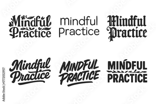 Harmonious Lettering Variations. Mindful practice. Set lettering. harmonious lettering variations of the same emblematic concept, each with different artistic