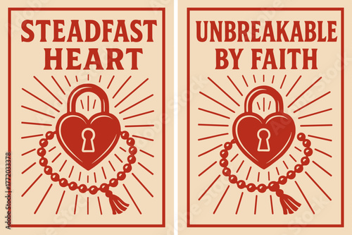 Unbreakable Heart Banners. Unbreakable Heart. Two vertical A6 banners with safe margins, centered composition, no elements touching edges, retro, red and