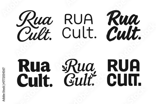 Rua Cult Lettering Variations. Rua Cult. Set lettering. harmonious lettering variations of the same emblematic concept, each with different artistic