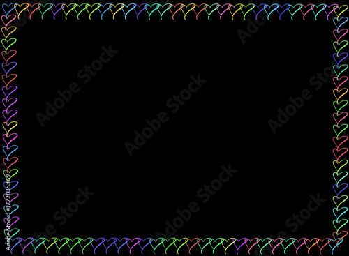 Colorful heart frame background- romantic love heart border design for valentines, wedding and greeting cards.