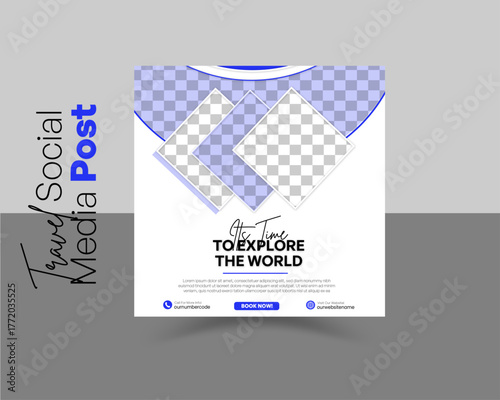 modern travel tour promotion banner travel business marketing social media post square flyer template 