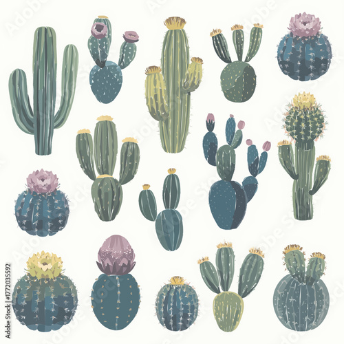 set of cactus icons 