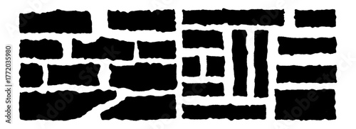 torn edge elements set: strips, tabs, tickets, rectangles with ragged borders. includes eps vectors and png cutouts for scrapbook pages, poster titles, social media graphics