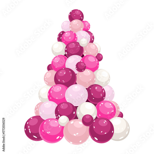 Christmas tree form Christmas tree balls ornaments decoration vector illustration 