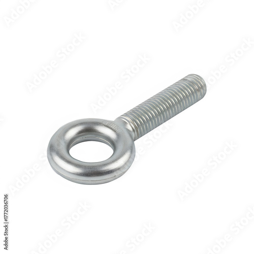 Galvanized Steel Eye Bolt Isolated On White Background