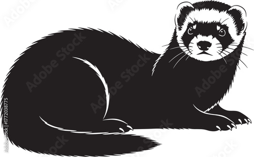 Adorable ferret poses in a charming silhouette style art perfect for pet lovers and animal enthusiasts
