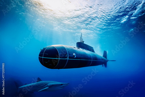 水中を行く原子力潜水艦