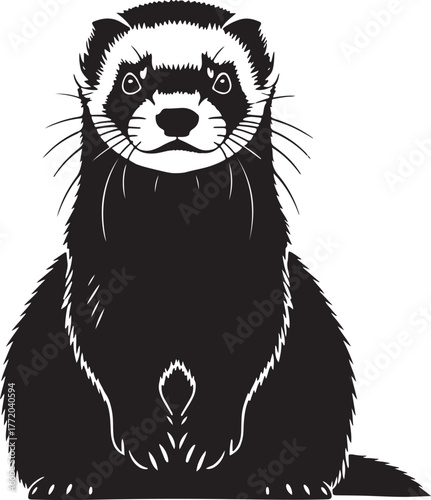 Adorable ferret portrait with detailed fur texture and expressive eyes for pet lovers and wildlife enthusiasts