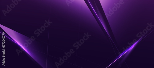 Abstract Purple Neon Lines On Dark Background With Futuristic Diagonal stripe Glow
