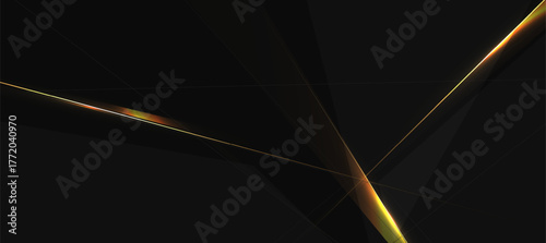 Abstract Elegant diagonal striped gold background with black polygon hexagon