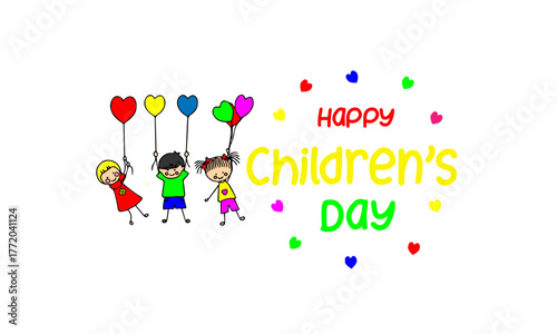 World children's day background. Happy International Children's Day design. November 20. Childrens Day celebration. Template for Poster, Banner, Flyer, Greeting Card, Post. Cartoon Vector illustration